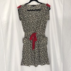 Cream with Black Triangle Design Dress